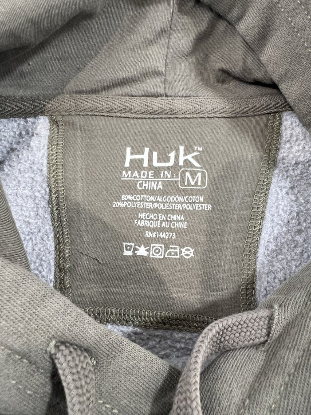 HUK Barb U Cotton Fleece Hoodie Sweatshirt Moss Men’s Sz. M New - Picture 5 of 6